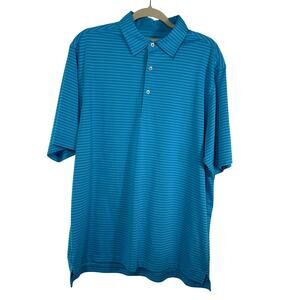 Donald Ross Golf Polo Shirt Mens L Short Sleeve Blue Striped Stretch Performance